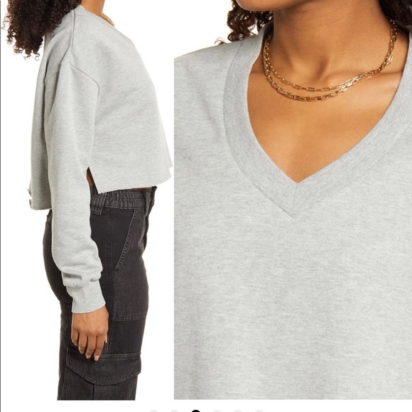 BP. Crop V-Neck Sweatshirt New - Picture 3 of 3